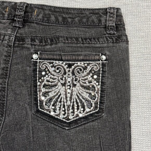 Nine West Womens Black Denim Vintage Bootcut Jeans Embellished Pocket Size 8/29P - Picture 5 of 16